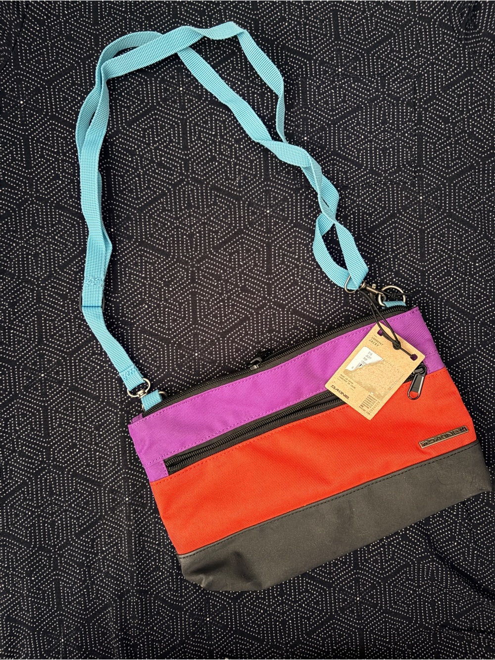 Dakine Colorblock Crossbody — Purple, Red, Teal, Gray